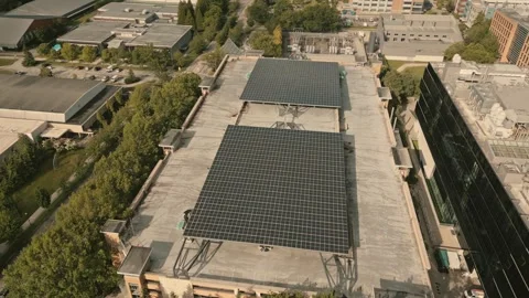 Renewable energy solar arrays generating clean power captured by high lateral Stock-Footage 334248511