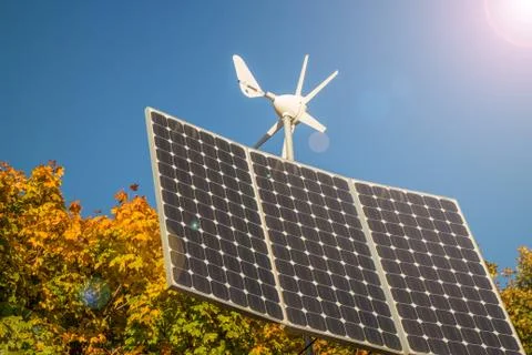 Renewable energy, solar panel Stock Photos