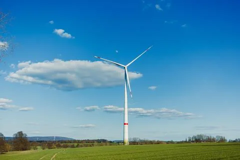 The Renewable Energy Solution A Wind Turbine Efficiently Generating Clean E.. Stock Photos