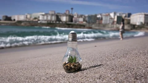 Renewable energy sources. A light bulb near the window. Stock Footage 221805125