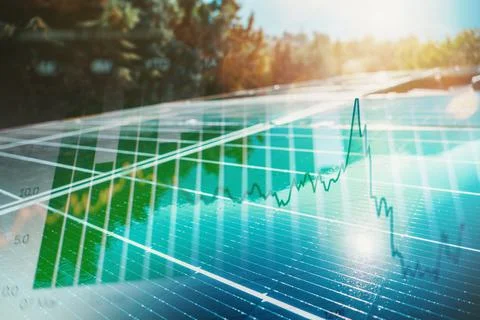 Renewable energy system with solar panel on the roof Stock Photos