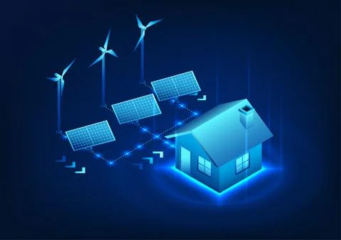 Renewable energy technology Electrical energy obtained from nature Wind ene.. Stock Illustration