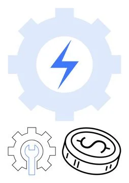Renewable energy, technology innovation, system repair, financial management, 스톡 일러스트
