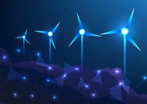 Renewable energy technology obtained from wind turbines is wind energy that.. Stockillustratie