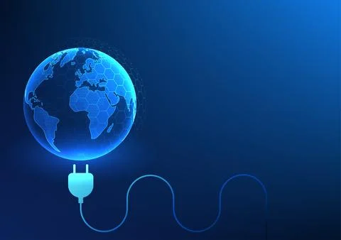 Renewable energy technology A world with electrical outlets plugged in Refe.. 스톡 일러스트