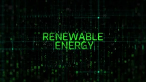 Renewable Energy Text Animation on Digital Background Stock Footage 343619794