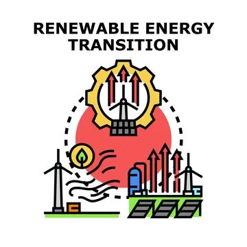 Renewable energy transition concept developing clean climate solution Stock Illustration