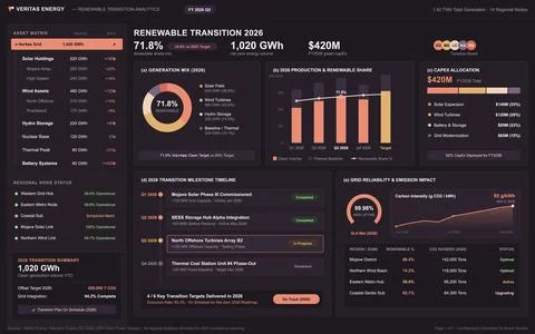 Renewable Energy Transition Dashboard with Data Visualization and Analytics Stockillustratie