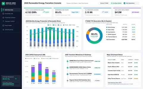 Renewable Energy Transition Dashboard for Smart Grid Operations and Monitorin Stock Illustration