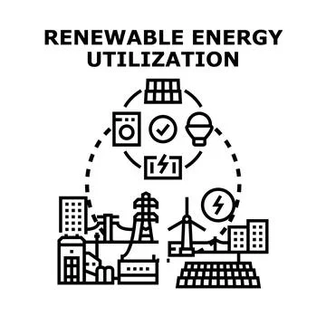 Renewable energy utilization concept connecting sustainable power sources Stock Illustration