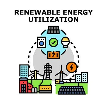 Renewable energy utilization concept connecting sustainable power sources Stock Illustration