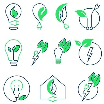 Renewable energy - vector icon set Stock Illustration