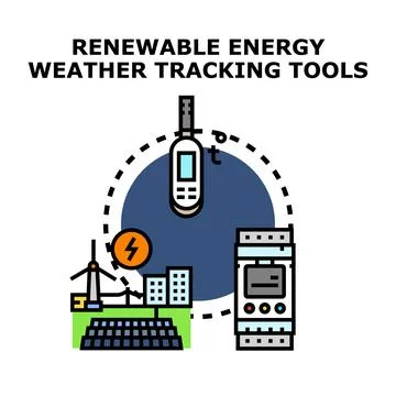 Renewable energy weather tracking tools concept vector Stock Illustration