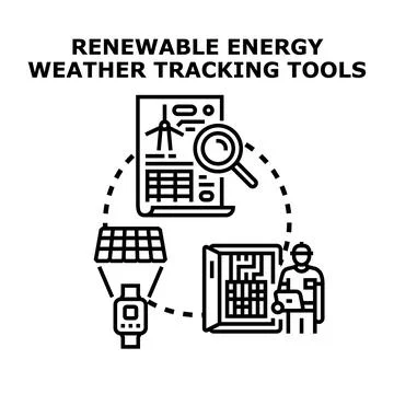 Renewable energy weather tracking tools system Stock Illustration