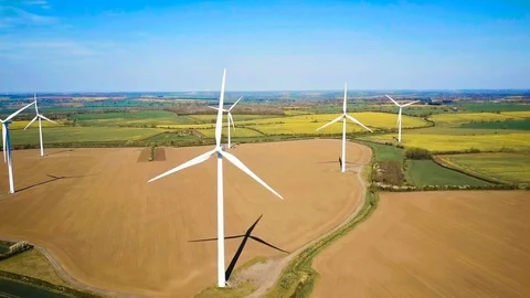 Renewable energy wind farm 4K Stock Footage 75868415