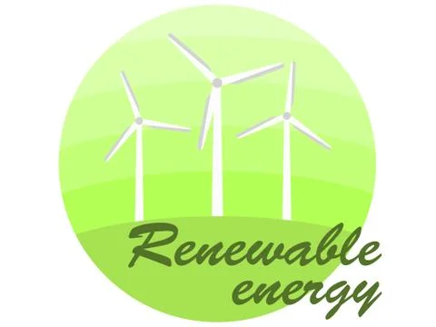 Renewable energy. Wind generators green energy banner on a white background.  Ilustración de archivo