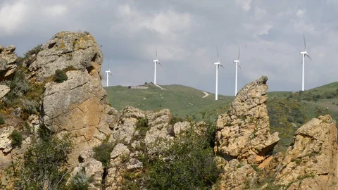 Renewable energy from the wind in the heart of Sicily Stock Footage 110904953