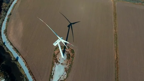 Renewable Energy Wind Roses Drone Shot Stock Footage 112396982