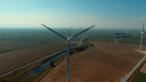 Renewable Energy Wind Roses Drone Shot Video stock 112397173