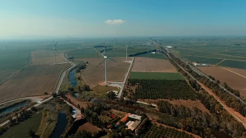 Renewable Energy Wind Roses Drone Shot Stock Footage 112397178