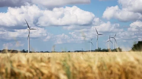 Renewable Energy - Wind Turbines and Agriculture Stock Footage 313453585