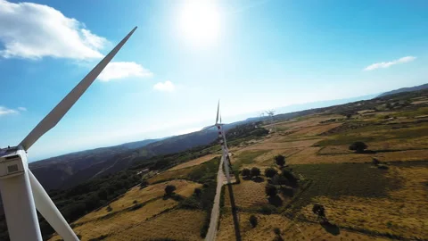 Renewable energy from wind turbines Stock Footage 280295719
