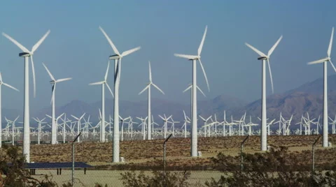 Renewable Energy Wind Turbines generating Power Video stock 61180671