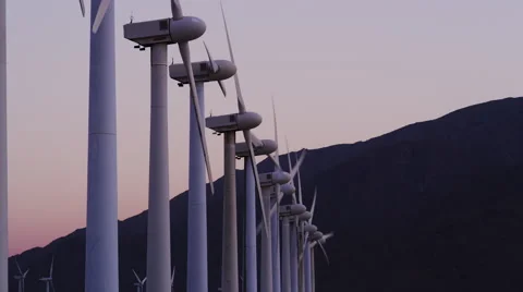 Renewable Energy Wind Turbines generating Power near Palm Springs Stock Footage 61181996