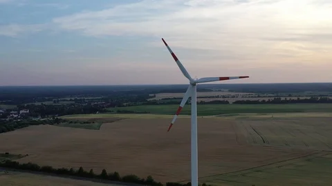 Renewable Energy Wind Turbines Germany - Drone Shot Stock Footage