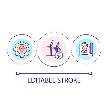 Renewable energy windmills loop concept icon Stock Illustration