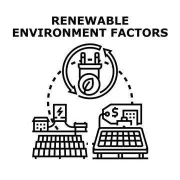 Renewable environment factors connecting clean energy and economy Stock Illustration