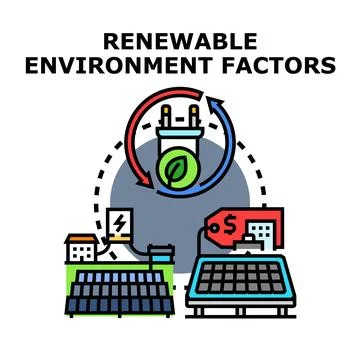 Renewable environment factors connecting clean energy and economy Stock Illustration