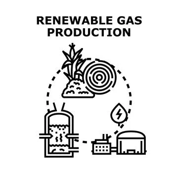 Renewable gas production process creating sustainable energy Stock Illustration