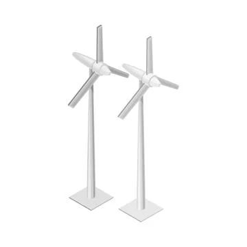 Renewable Green Energy Source with Wind Generator Isometric Vector Illustration イラスト素材