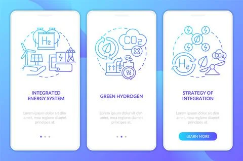 Renewable h2 blue gradient onboarding mobile app screen 스톡 일러스트