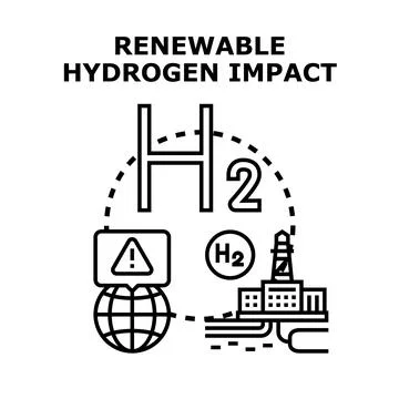 Renewable hydrogen energy impacting global environment and industry Stock Illustration