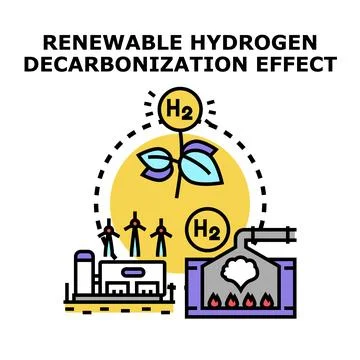 Renewable hydrogen producing decarbonization effect concept 스톡 일러스트