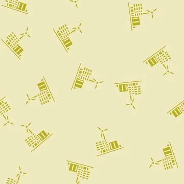 Renewable integration energy glyph vector seamless pattern Stock Illustration
