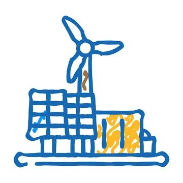 Renewable integration energy icon doodle illustration Stock Illustration