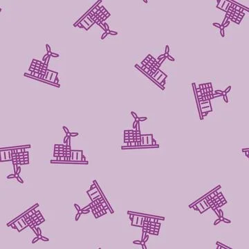 Renewable integration energy line vector seamless pattern Stock Illustration