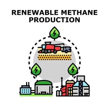 Renewable methane production cycle technology for green energy Stock Illustration