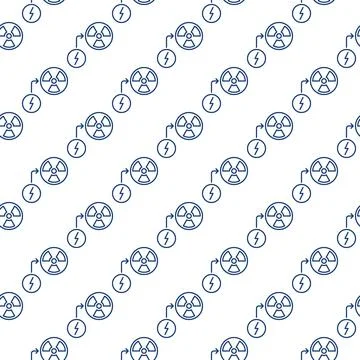 Renewable Nuclear Energy vector Radiation linear seamless pattern Illustrazione stock