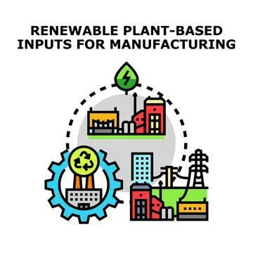 Renewable plant based inputs driving sustainable manufacturing process Stock Illustration