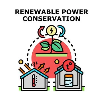 Renewable power conservation saving energy solutions Stock Illustration
