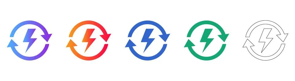 Renewable Power Cycle Icon Set Stock Illustration