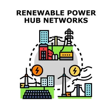 Renewable power hub networks providing smart energy solutions Stock Illustration