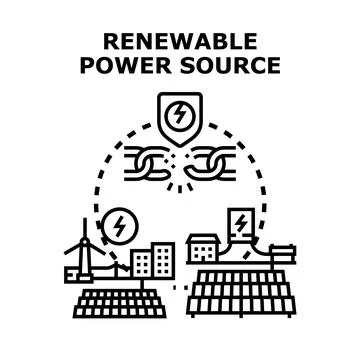 Renewable power source concept breaking fossil fuel chain Stock Illustration