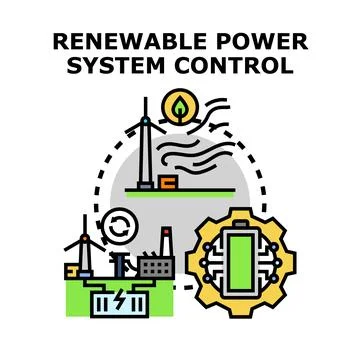 Renewable power system control managing sustainable energy control grid Stock Illustration
