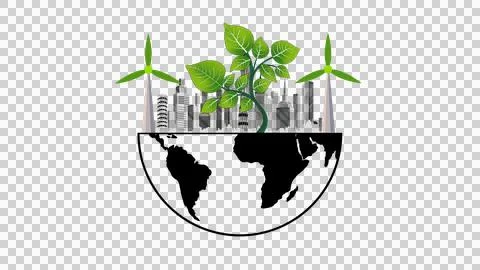 Renewable resource technology to reduce pollution and carbon emissions, Wind 스톡 일러스트
