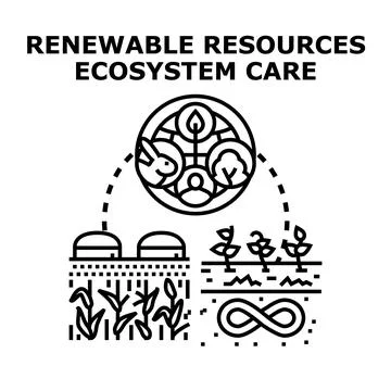 Renewable resources ecosystem care concept vector illustration Stock Illustration